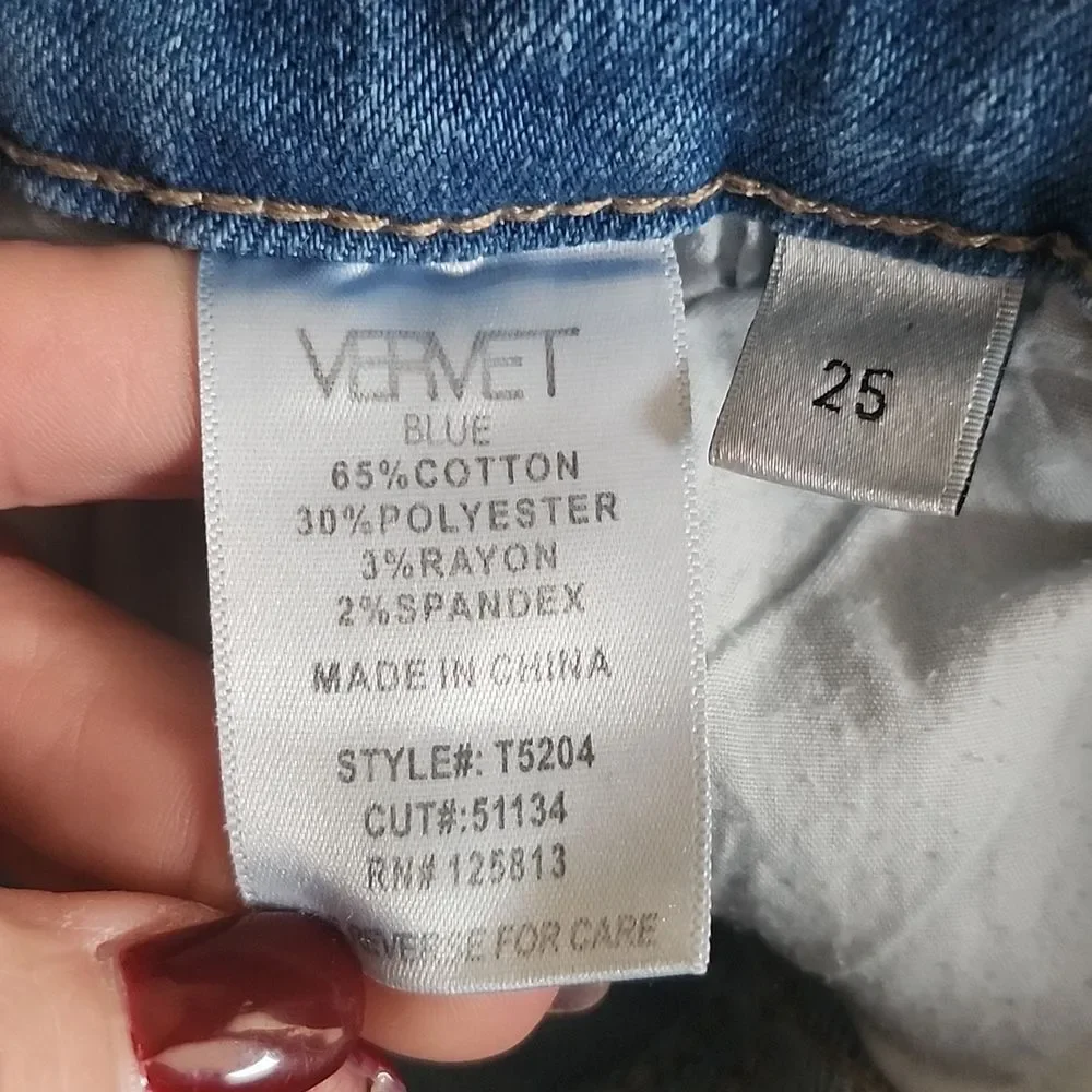 Vervet Blue, Light Blue Wash, Distressed, High Rise, Skinny Jeans, 25